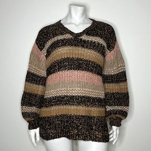 “NEW" Lane Bryant V-Neck Lantern Sleeve Color Block Panel Knit Sweater Sz‎ 18/20